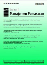 Jurnal manajemen pemasaran. Vol. 16. no. 2 2022